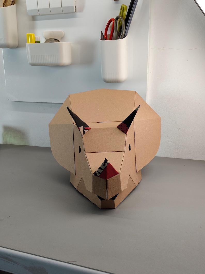 Triceratops Dino Helmet Cardboard Template | DIY Costume and Festivals Pattern | resizable SVG PDF image 4