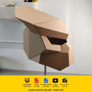 Alien hunter helmet Cardboard Template | DIY Costume and Cosplay Pattern | SVG PDF image 1
