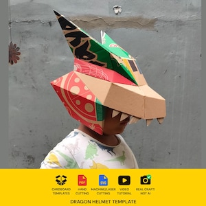 Kartongmall för drakrustning | Ändringsbar SVG PDF-ritning för DIY-kostym och cosplay