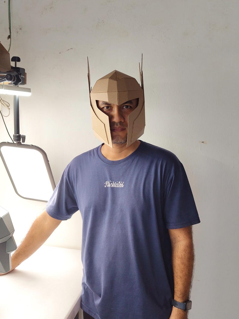Helmet with wing for Elf or Thor Cosplay worn by model