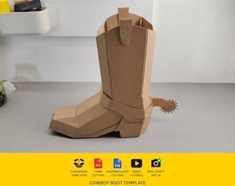 Cowboy Boots Cardboard Template | DIY Creative Displays and Event Decor Pattern | Resizable SVG PDF