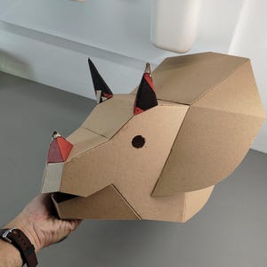 Triceratops Dino Helmet Cardboard Template | DIY Costume and Festivals Pattern | resizable SVG PDF image 6