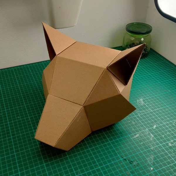 Cute Simple Wolf hat cardboard craft template DIY plan