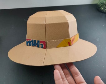 Cardboard Straw Hat Template. DIY Printable Pattern for creating Straw Hat from corrugated cardboard