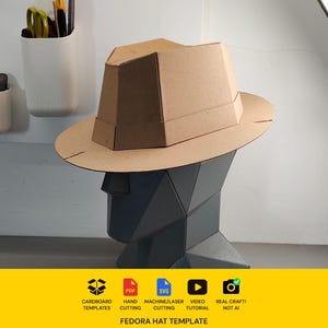 Fedora Hat Cardboard Template | DIY Costume and Themed Parties Pattern | SVG PDF resizable image 1