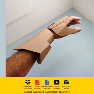 Knight Gauntlet Cardboard Template | DIY Armor and Cosplay Pattern | SVG PDF image 1