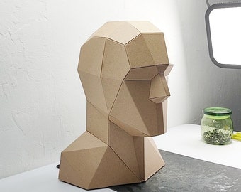 Cardboard Polygonal mannequin head Template. DIY Printable PDF Pattern for creating Polygonal mannequin head from corrugated cardboard
