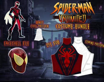 Spider-Man Unlimited Replica Cosplay Dye Sub and Sewing Pattern with Faceshell File