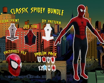 Spider-Man Classic Replica Cosplay Dye Sub and Sewing Pattern with Faceshell File