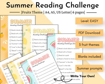 Summer Reading Challenge, Reading Log, Reading Planner, Reading Challenge Bundle, Summer Reading Tracker, Printable Reading Journal