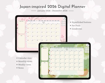 Japan-Inspired Digital Planner 2026 | GoodNotes Template (Digital Download)