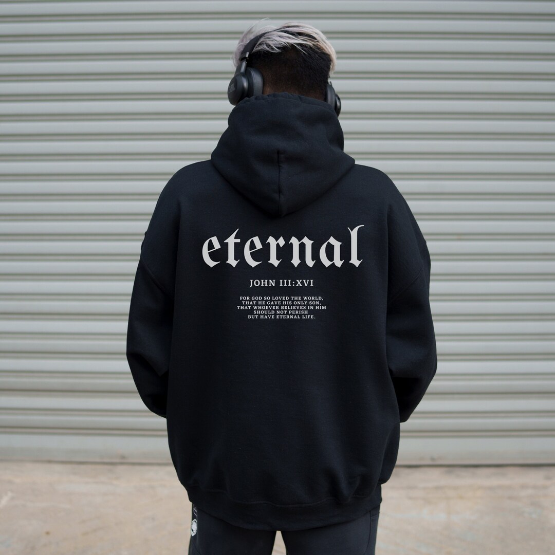 Moletom bordado unissex cristão com capuz John 3:16, versículo