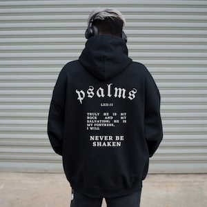 Psalms 62:2 Never Be Shaken Embroidered Christian Hoodie, Bible Verse Hoodie