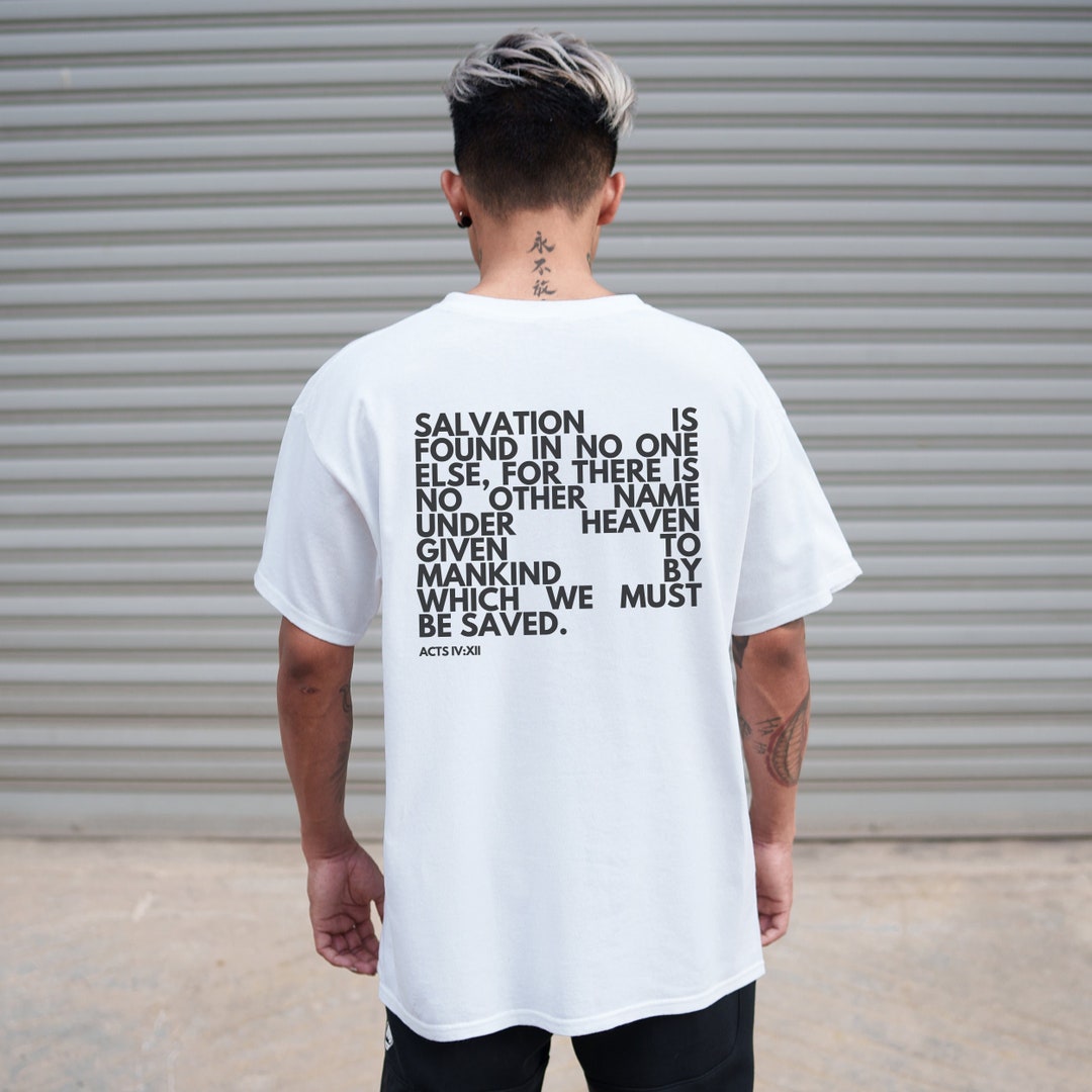 Camisa cristiana para hombre Hechos 4:12, camisa de Jesús para