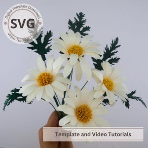 Modello digitale SVG per fiori di carta a margherita / Progetto fai da te facile per fiori di carta / Cricut / Tutorial per bouquet di fiori di carta