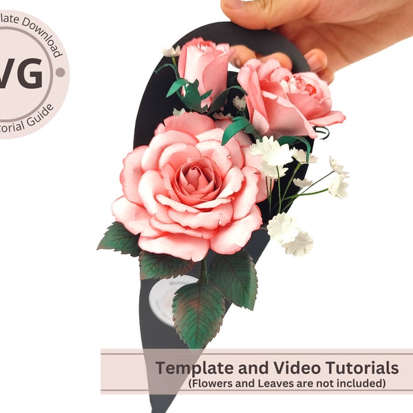 Paper Cone Holder Template | Paper Flower Cone Bouquet Digital | SVG | Video Tutorial | DIY Paper Craft | Cricut | 3D Paper Bouquet | Easy