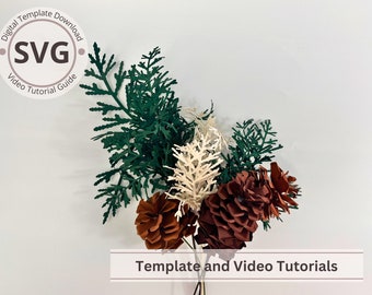 3D Paper Cedar Leaves and Pine Cone SVG Template | DIY Christmas Decoration | Easy Christmas Decor