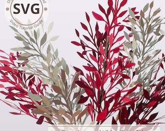Paper Leaves SVG Template | Sharp Leaf Foliage & Filler Cut File for Cricut | 3D Paper Flower Bouquet Greenery Digital Tutorial