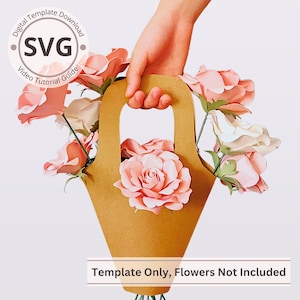 Paper Flower Bouquet Handle | Flower Holder Bouquet Digital | SVG | Video Tutorial | DIY Paper Craft | Cricut | 3D Paper Bouquet | Easy