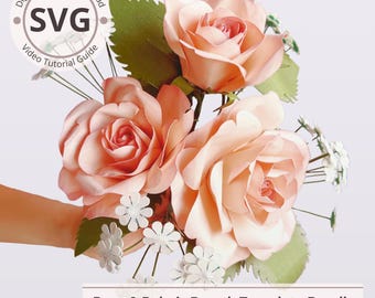 Bundel papieren bloemen: papieren tweekleurige Ecuadoraanse rozen en baby's Breath (videotutorial)