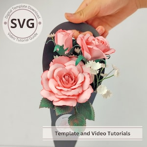 Modello porta cono di carta / Bouquet di fiori di carta cono digitale / SVG / Video tutorial / Fai da te con carta / Cricut / Bouquet di carta 3D / Facile
