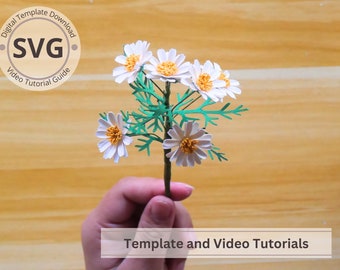 Paper Flower SVG : Chamomile Template | 3D Paper Flower Bouquet SVG | Cricut Paper Flower Bouquet SVG | Paper flower Template