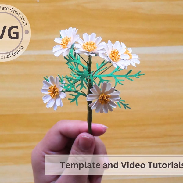 Paper Flower SVG : Chamomile Template | 3D Paper Flower Bouquet SVG | Cricut Paper Flower Bouquet SVG | Paper flower Template