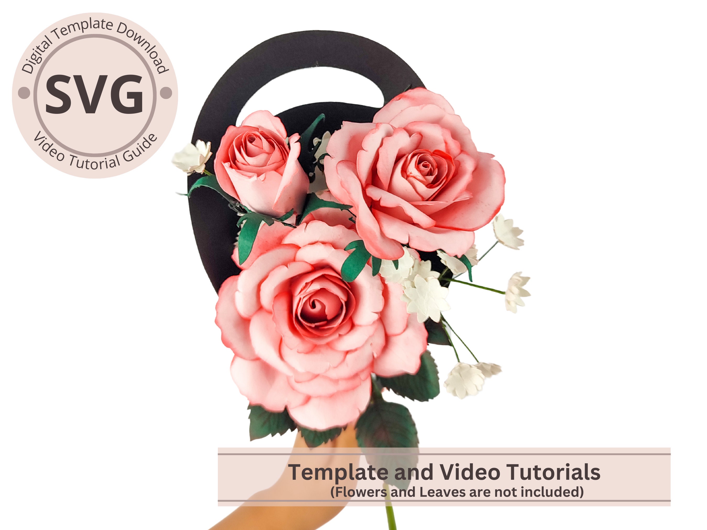Paper Cone Holder Template Paper Flower Cone Bouquet Digital SVG Video
