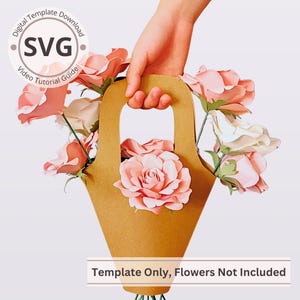 Paper Flower Bouquet Handle | Flower Holder Bouquet Digital | SVG | DIY Paper Craft | Cricut | 3D Paper Bouquet | Easy