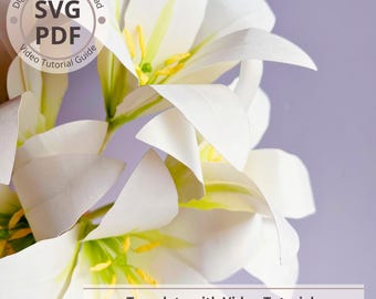 Paper Stargazer Lily Template | DIY Paper Flower SVG Cricut | Realistic Lily Paper Flower Tutorial | Floral Craft for Home Decor & Bouquet