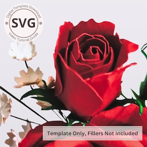 Rose Bud SVG Template for Paper Flowers | 3D Rose Bud Bouquet Cut File | Cricut Flower Craft with Video Tutorial | Digital Download