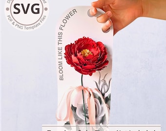 Paper Flower Single Display Handle | Bouquet Holder Digital | SVG & PNG | DIY Paper Craft | Cricut | 3D Paper Bouquet Project | Easy