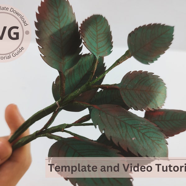 Paper Flower Rose Leaves Template | Rose Leaves 2 Digital | SVG | Video Tutorial | DIY Paper Craft | Cricut | 3D Paper Bouquet | Easy