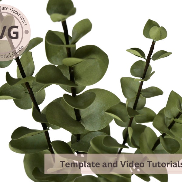 Paper 3D Stem Eucalyptus Leaves for Bouquet Arrangements | Cricut SVG File | Foliage Template | Video Tutorials | Online Workshop | DIY