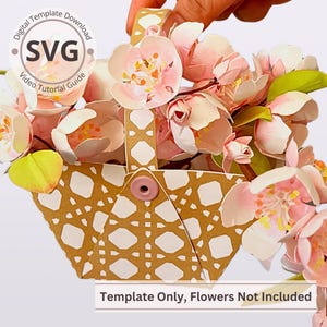 Plantilla SVG de cesta de flores de papel tejido: Hazlo tú mismo para bodas y Pascuas (Descarga digital)