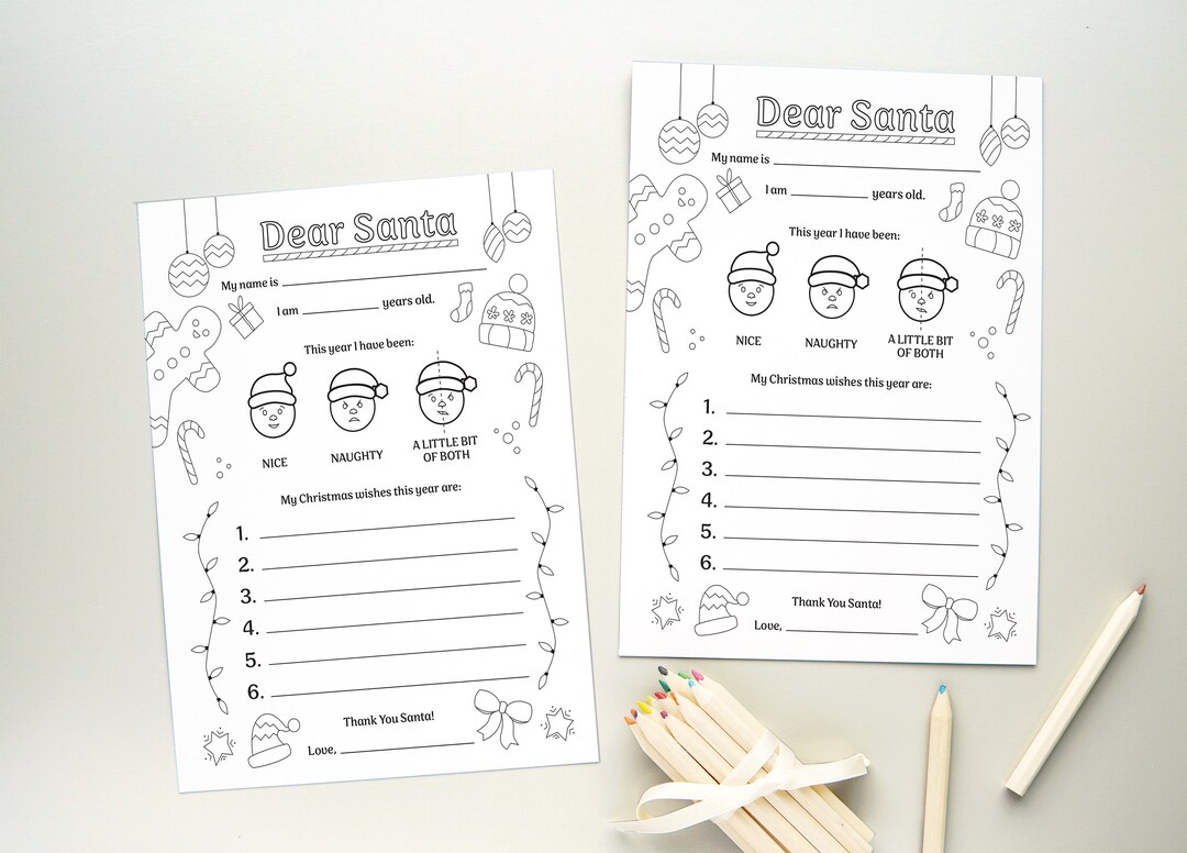Letter to Santa PRINTABLE / Kids Letter to Santa / Kids Coloring Page ...