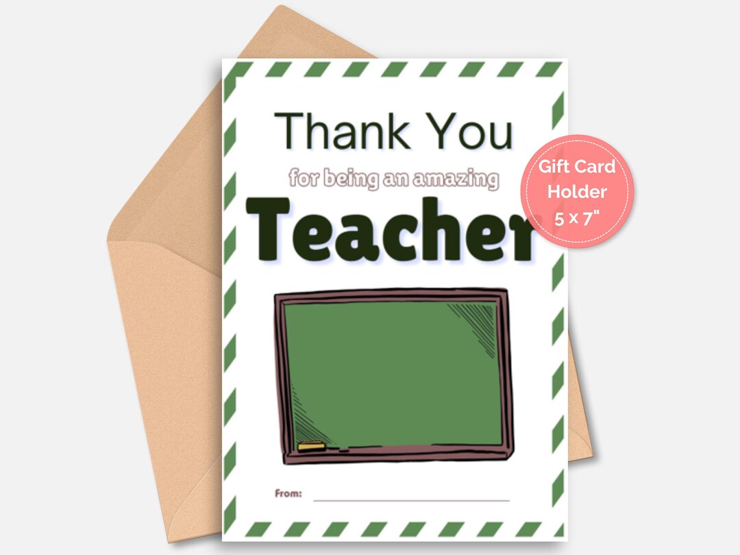 Teacher Appreciation Gift Card Holder | Printable Thank You Card ...