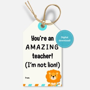 Teacher Appreciation Gift Tag, Printable Thank You Labels, Instant Download, Bulk Gifts Tags for Teachers, End of Year Presents