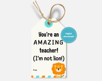 Teacher Appreciation Gift Tags, Printable Thank You Labels (Digital Download)