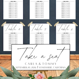EDITABLE modern seating chart template, Wedding seat chart, template seating chart, minimalist seating chart, Customizable digital download