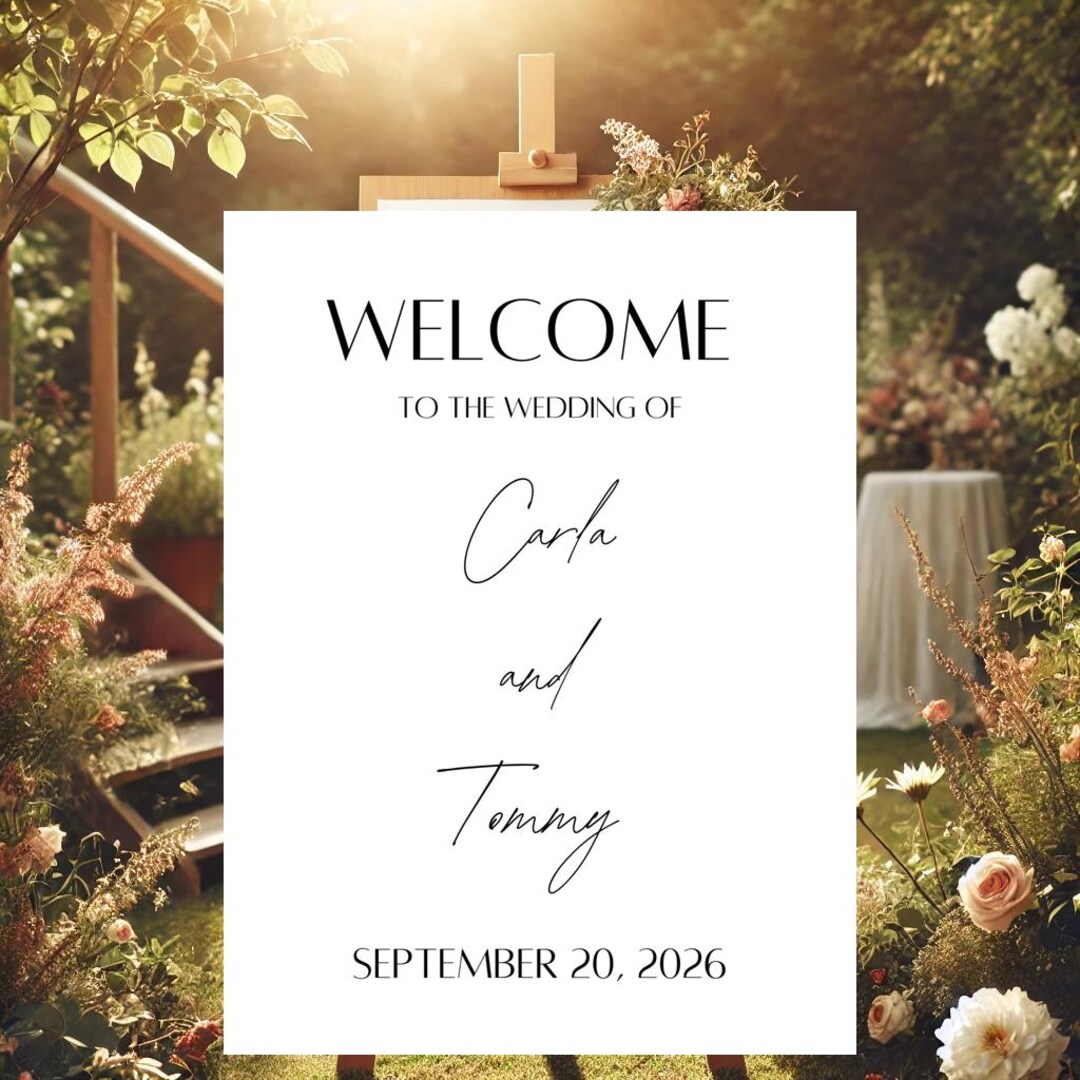 Modern Wedding Welcome Sign Template: Editable Minimalist Design ...