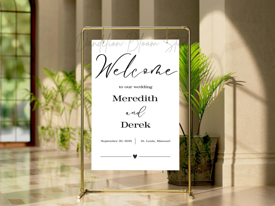 Modern Wedding Welcome Sign Template: Minimalist Customizable Design ...