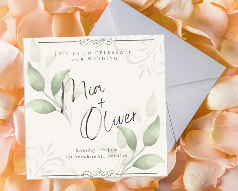 CANVA EDITABLE Invites Template Wedding Invitation Template Etsy