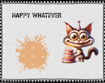 Clip art, digital stamp, digistamp, cat, cat, birthday, birthday, PNG, download, AI