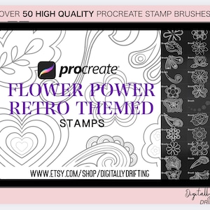 Retro Flower Power Tattoo Stamps: Procreate Brush Set (Digital Download)
