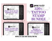 320 Procreate Tattoo Flash Stamp Brushes Bundle Set Insects Spider Shell Ocean Moth & Butterfly Tattoo Designs, Digital Brush Pack for iPad