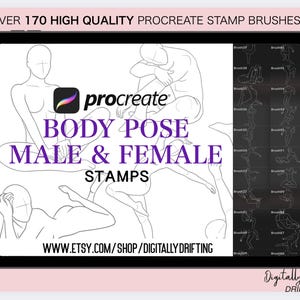 170+ Procreate Körper Pose Stempel Pinsel männlich & weiblich Figur Zeichnung Yoga Tanz Aktion Pose Line Art Procreate Stempel für iPad