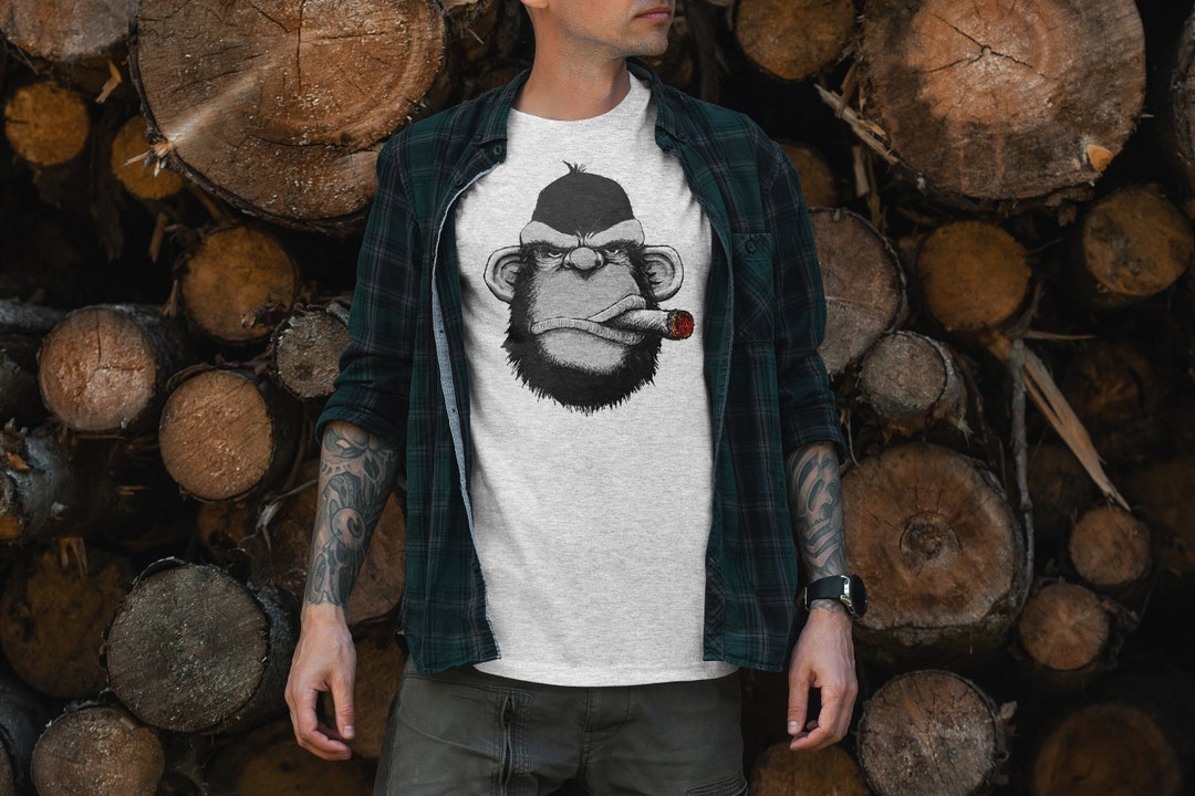 Monkey Business Funny Cigar Smoker Gorilla Shirt, Animal Tee, Funny ...