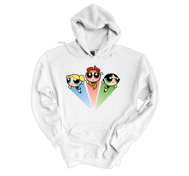 Powerpuff Girls Hoodie Powerpuff Girls White Sweatshirt, 90's Cartoon