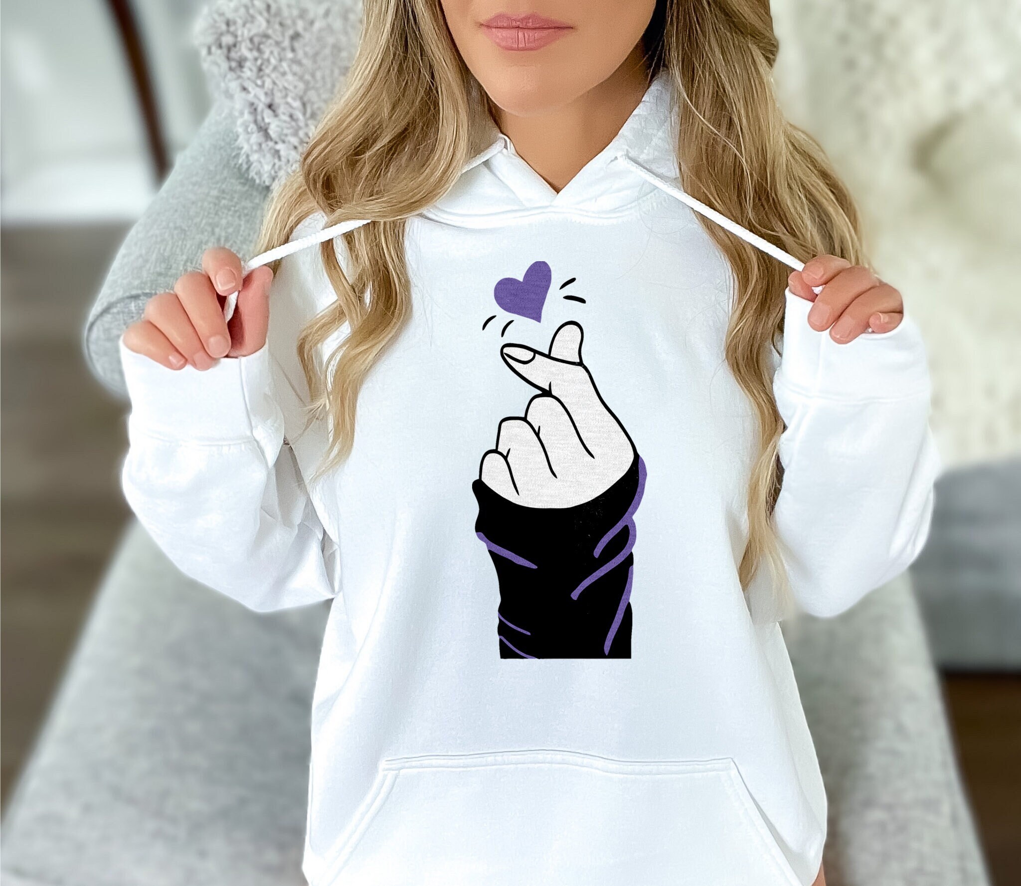 BTS Finger Heart Hoodie BTS Fan Gift Kpop Lover Gift Kpop - Etsy